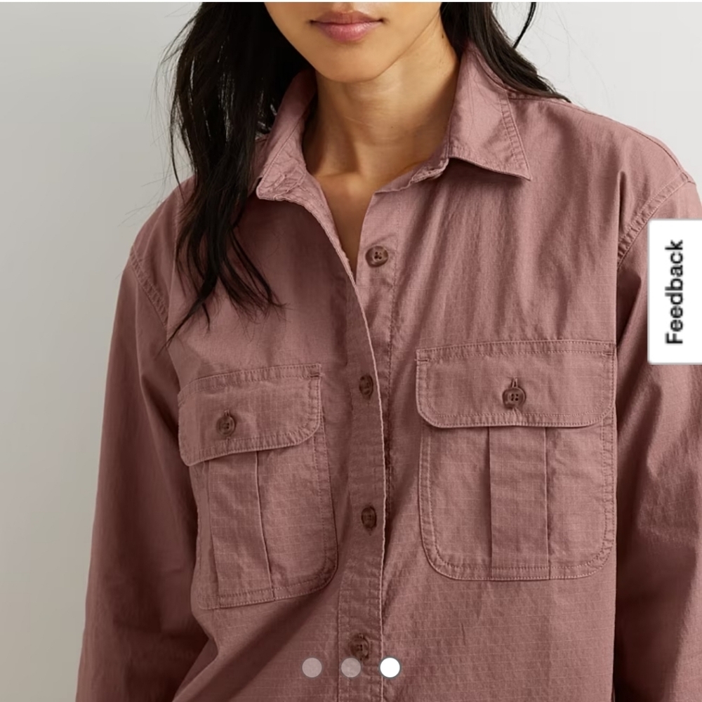 Eddie Bauer Women's Cotton Ripstop Utility Shirt XL Plum NWT